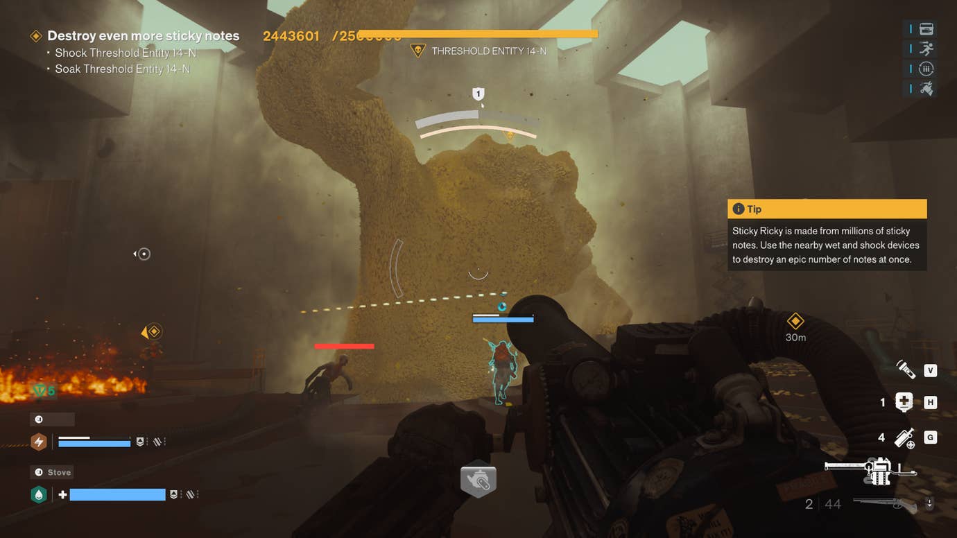 Sticky Ricky, a giant being of sticky notes, in in FBC: Firebreak.